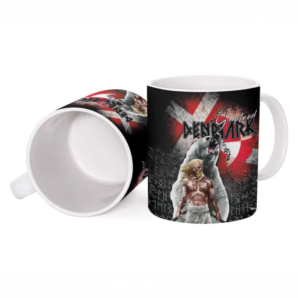 Greenlandic and Danish Together Ceramic Mug Viking Warrior with Polar Bear Roar - Wonder Print Shop
