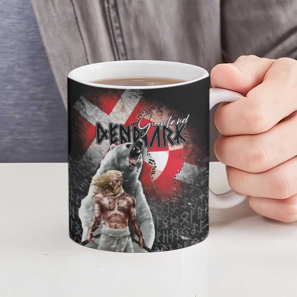 Greenlandic and Danish Together Ceramic Mug Viking Warrior with Polar Bear Roar - Wonder Print Shop