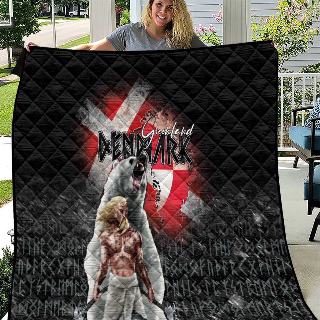 Greenlandic and Danish Together Quilt Viking Warrior with Polar Bear Roar - Wonder Print Shop