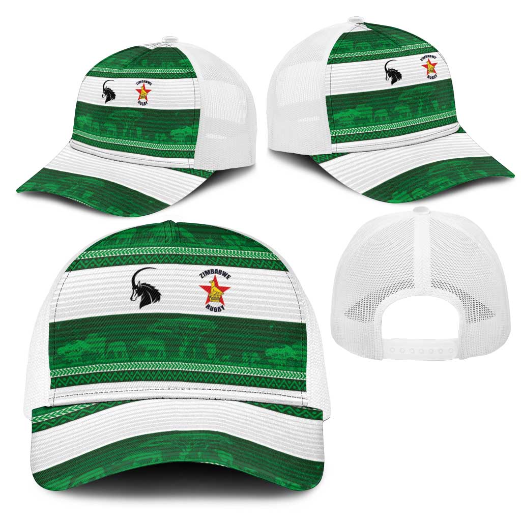 Zimbabwe Rugby Mesh Trucker Cap African Heritage Stripes Style - Wonder Print Shop