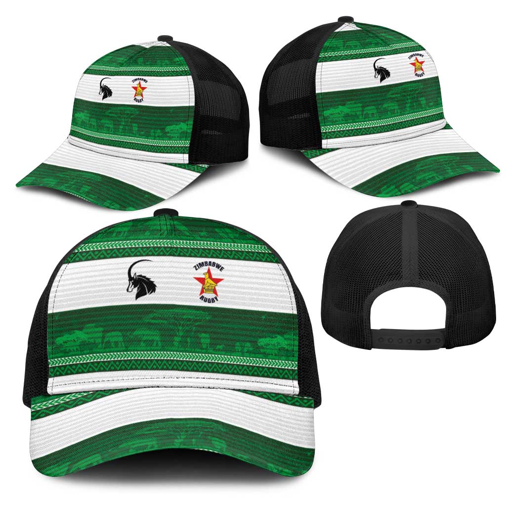 Zimbabwe Rugby Mesh Trucker Cap African Heritage Stripes Style - Wonder Print Shop