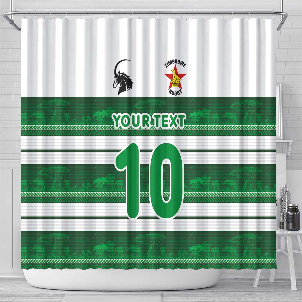 Custom Zimbabwe Rugby Shower Curtain African Heritage Stripes Style - Wonder Print Shop
