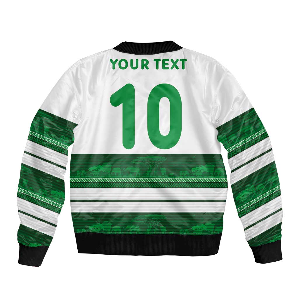 Custom Zimbabwe Rugby Sleeve Zip Bomber Jacket African Heritage Stripes Style - Wonder Print Shop
