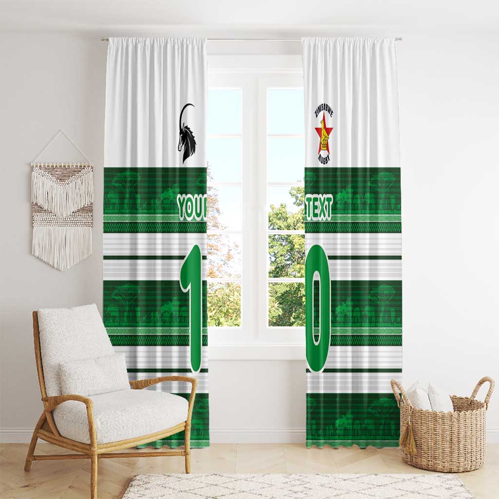 Custom Zimbabwe Rugby Window Curtain African Heritage Stripes Style - Wonder Print Shop