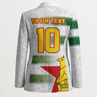 White unisex blazer back graphic with YOUR TEXT and large number 10