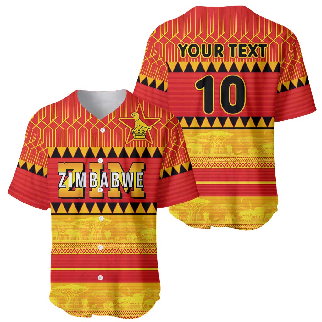 Custom Zimbabwe Cricket Baseball Jersey African Heritage Stripes Style - Wonder Print Shop