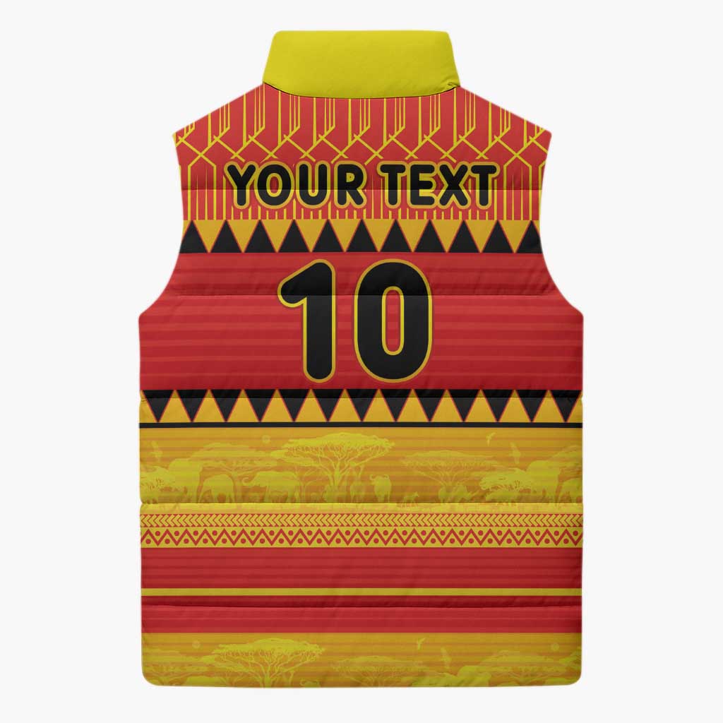 Custom Zimbabwe Cricket Sleeveless Puffer Jacket African Heritage Stripes Style - Wonder Print Shop