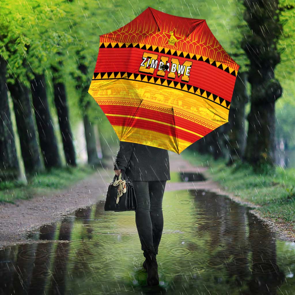 Zimbabwe Cricket Umbrella African Heritage Stripes Style - Wonder Print Shop