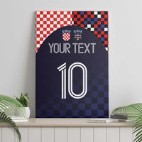 Framed dark navy checkered Croatia football canvas wall art showing “YOUR TEXT” and “10”