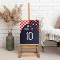 Dark navy checkered Croatia football canvas wall art with “YOUR TEXT” and “10” on easel