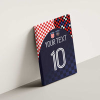 Dark navy checkered Croatia football canvas wall art with “YOUR TEXT” and “10” on wall