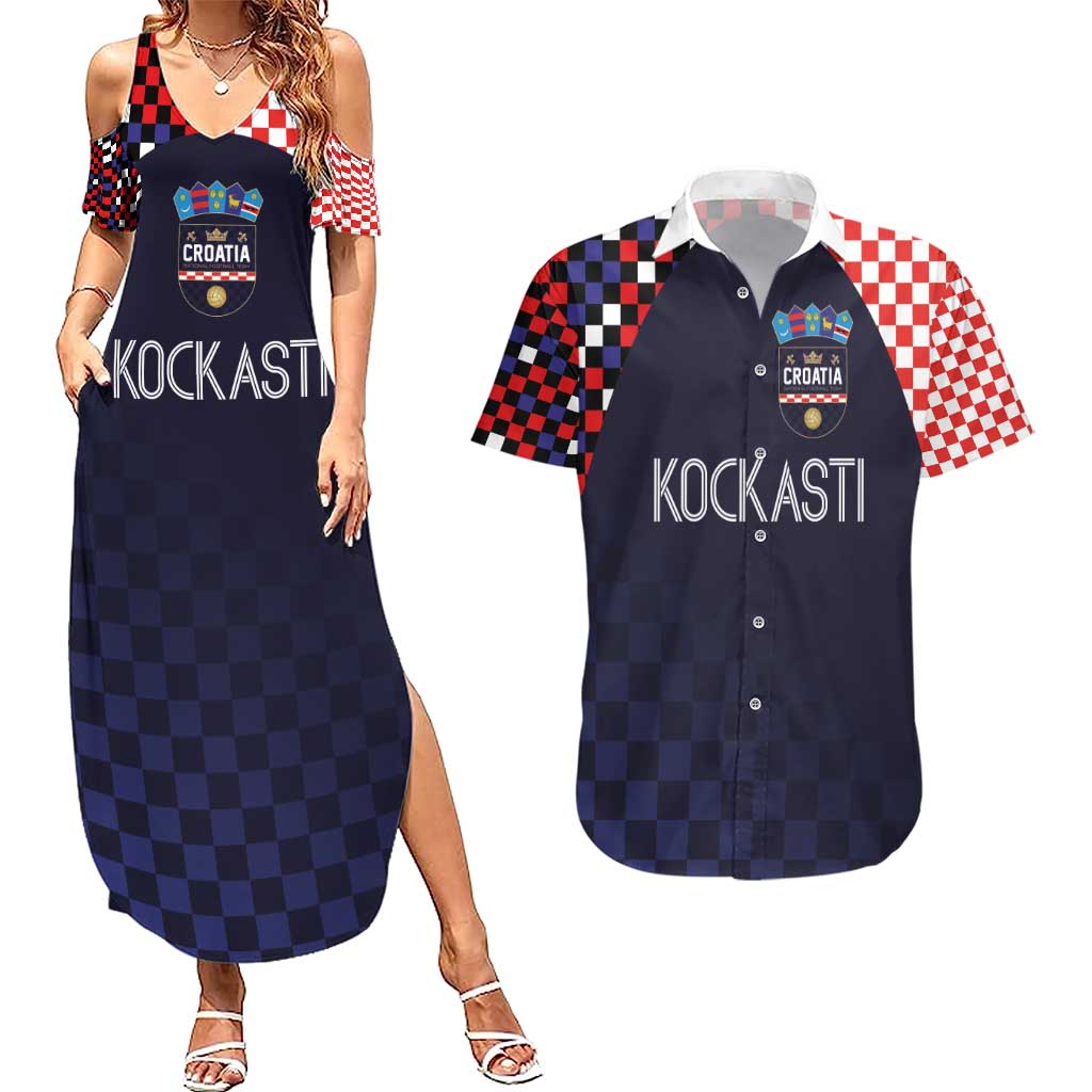 Custom Croatia Football Go Checkered Ones Couples Matching Summer Maxi Dress and Hawaiian Shirt