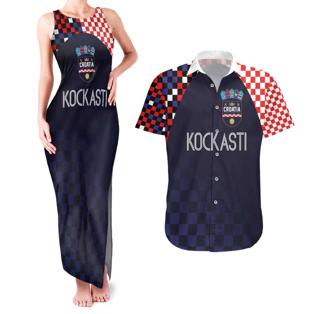 Custom Croatia Football Go Checkered Ones Couples Matching Tank Maxi Dress and Hawaiian Shirt