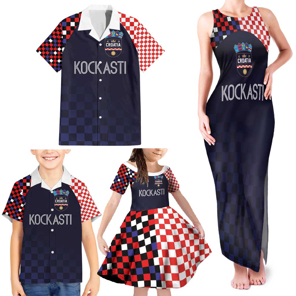 Custom Croatia Football Go Checkered Ones Family Matching Tank Maxi Dress and Hawaiian Shirt