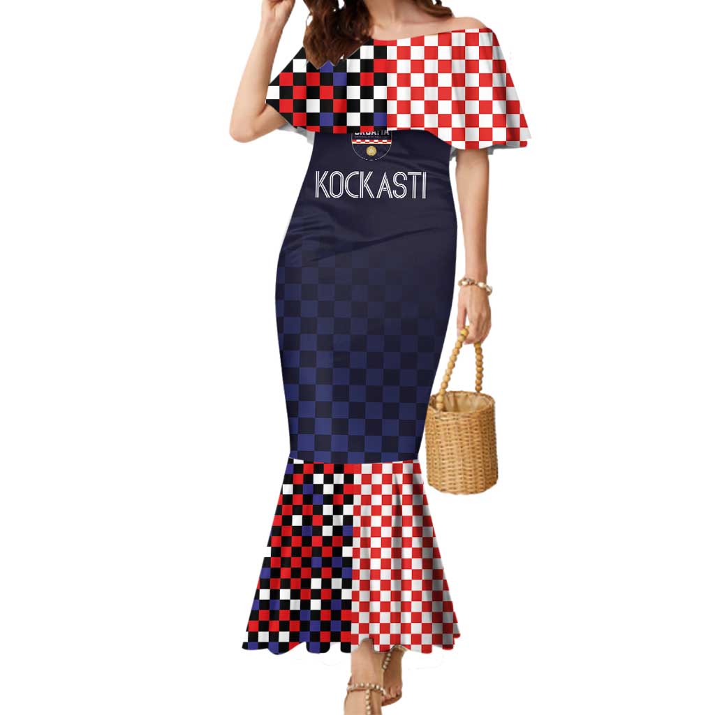 Custom Croatia Football Go Checkered Ones Mermaid Dress