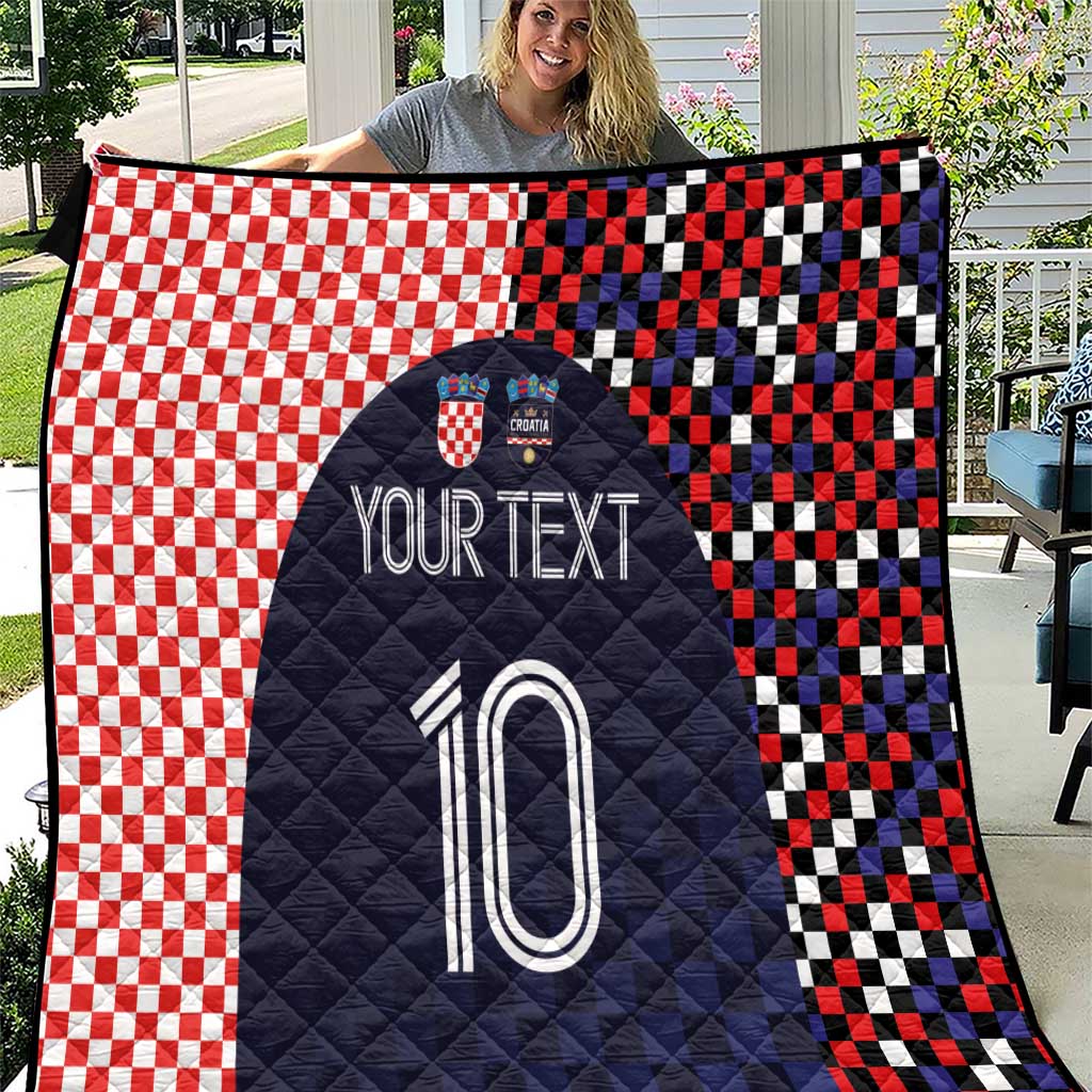 Croatia-themed quilt with red-and-white checks, dark navy patches, and big number 10