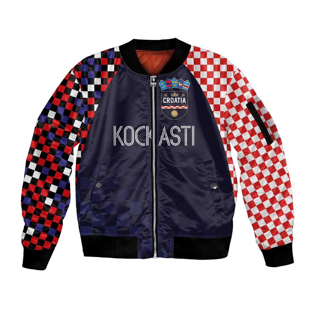 Custom Croatia Football Go Checkered Ones Sleeve Zip Bomber Jacket - Wonder Print Shop