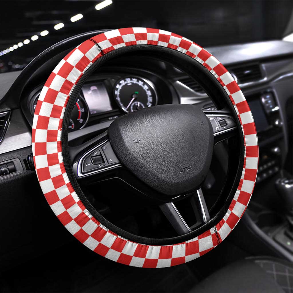 Croatia Football Go Checkered Ones Steering Wheel Cover - Wonder Print Shop