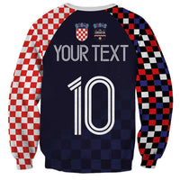 Dark navy raglan sweatshirt with checker sleeves; YOUR TEXT and large 10 front graphic