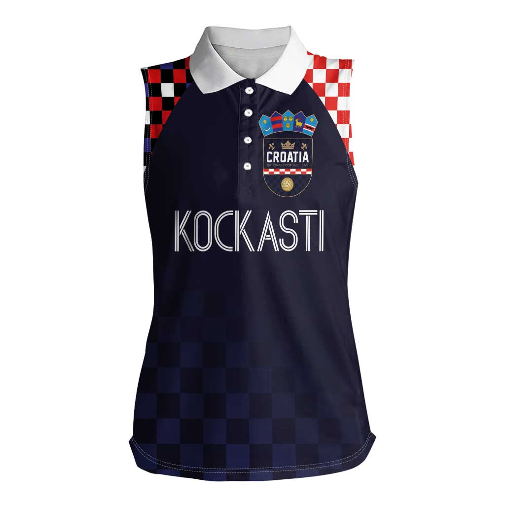 Custom Croatia Football Go Checkered Ones Women Sleeveless Polo Shirt - Wonder Print Shop