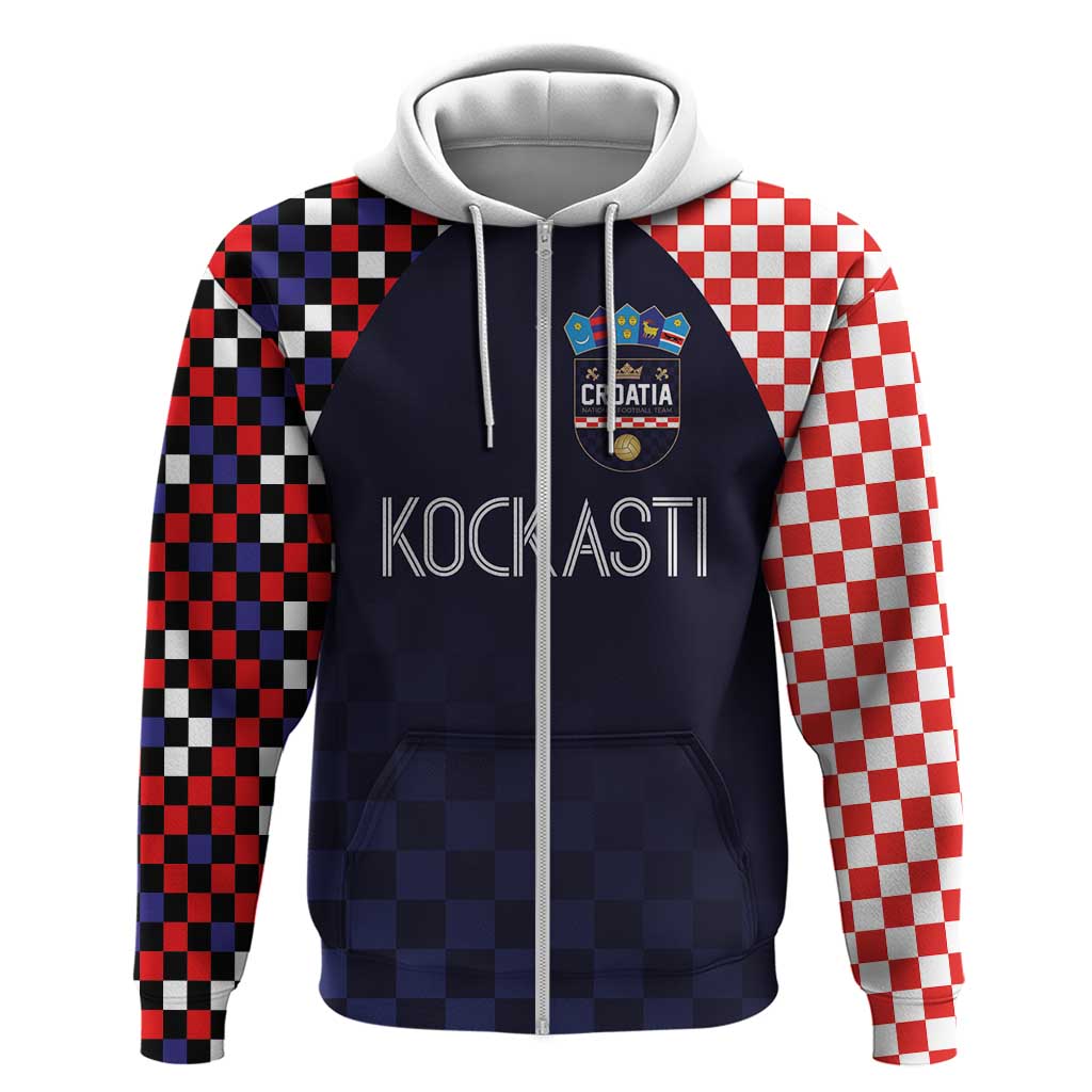 Custom Croatia Football Go Checkered Ones Zip Hoodie - Wonder Print Shop