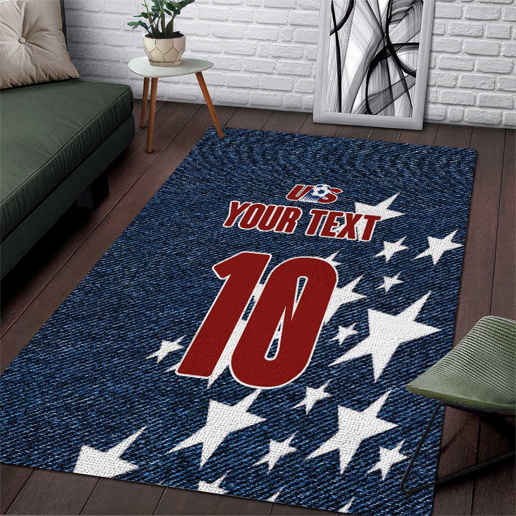 Custom United States Soccer Area Rug Retro 1994 Denim Style