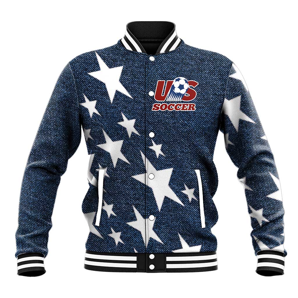 Custom United States Soccer Baseball Jacket Retro 1994 Denim Style