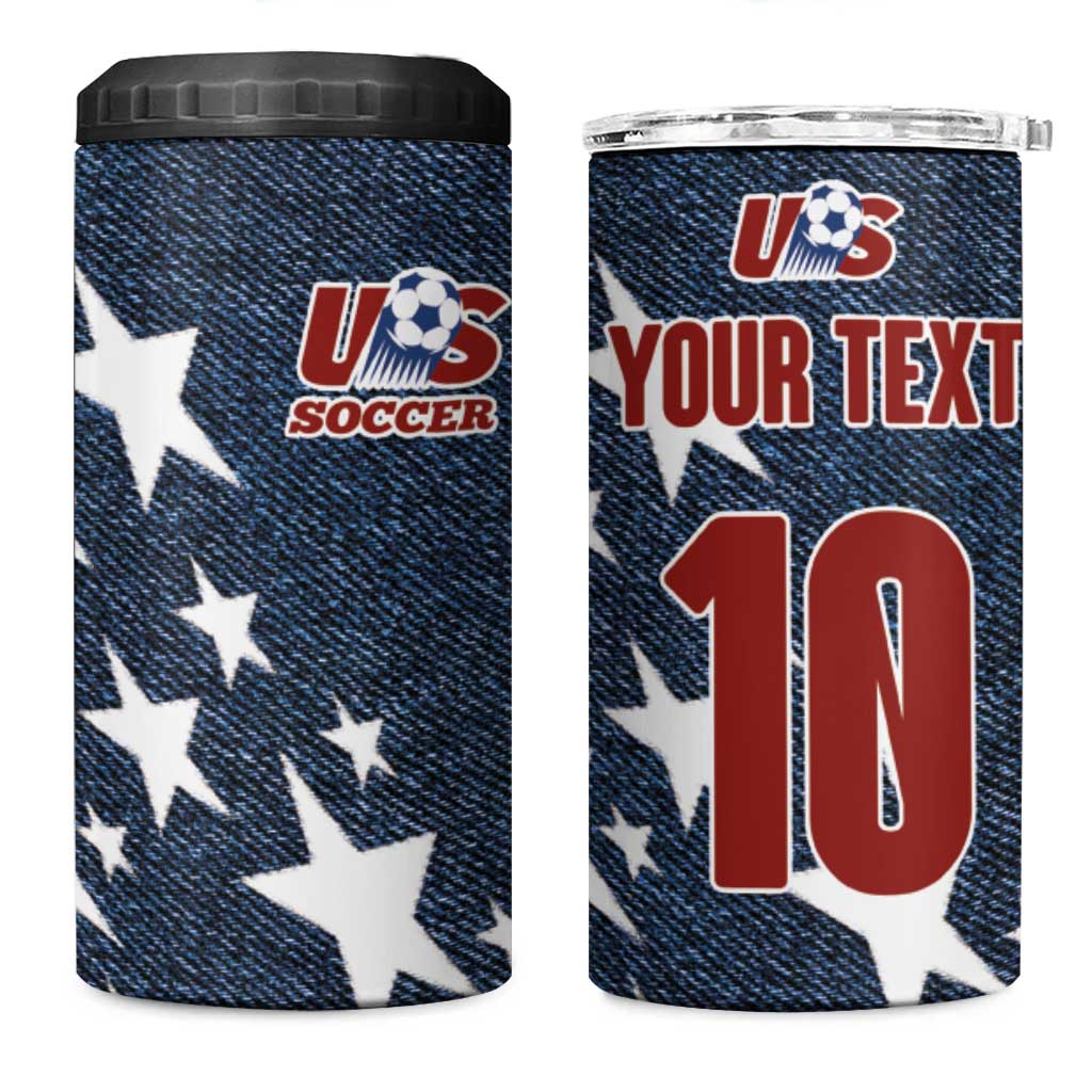 Custom United States Soccer 4 in 1 Can Cooler Tumbler Retro 1994 Denim Style LT03