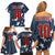 Custom United States Soccer Family Matching Off Shoulder Short Dress and Hawaiian Shirt Retro 1994 Denim Style