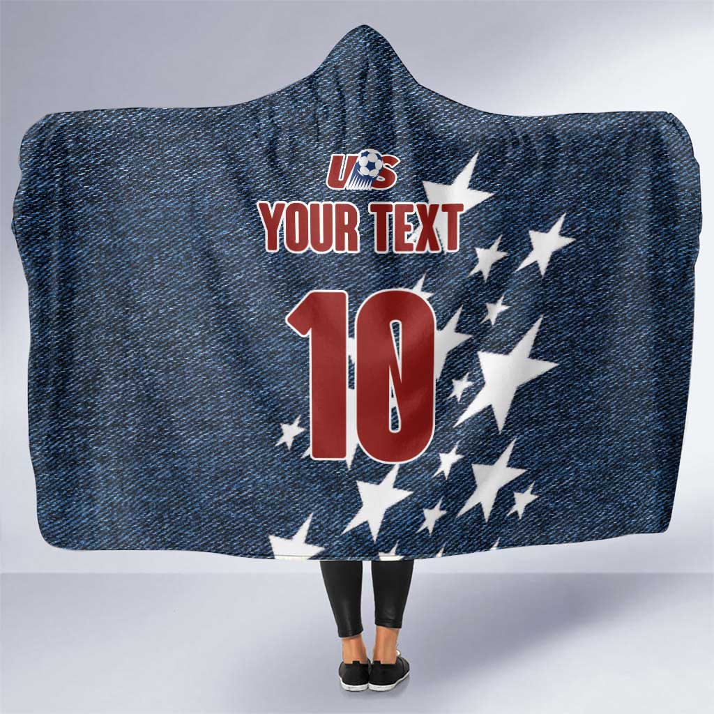 Custom United States Soccer Hooded Blanket Retro 1994 Denim Style