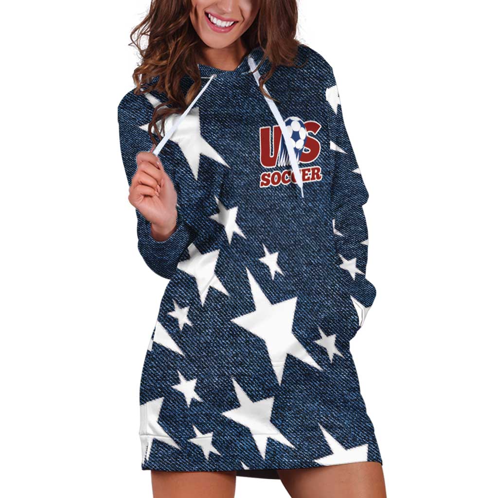 Custom United States Soccer Hoodie Dress Retro 1994 Denim Style