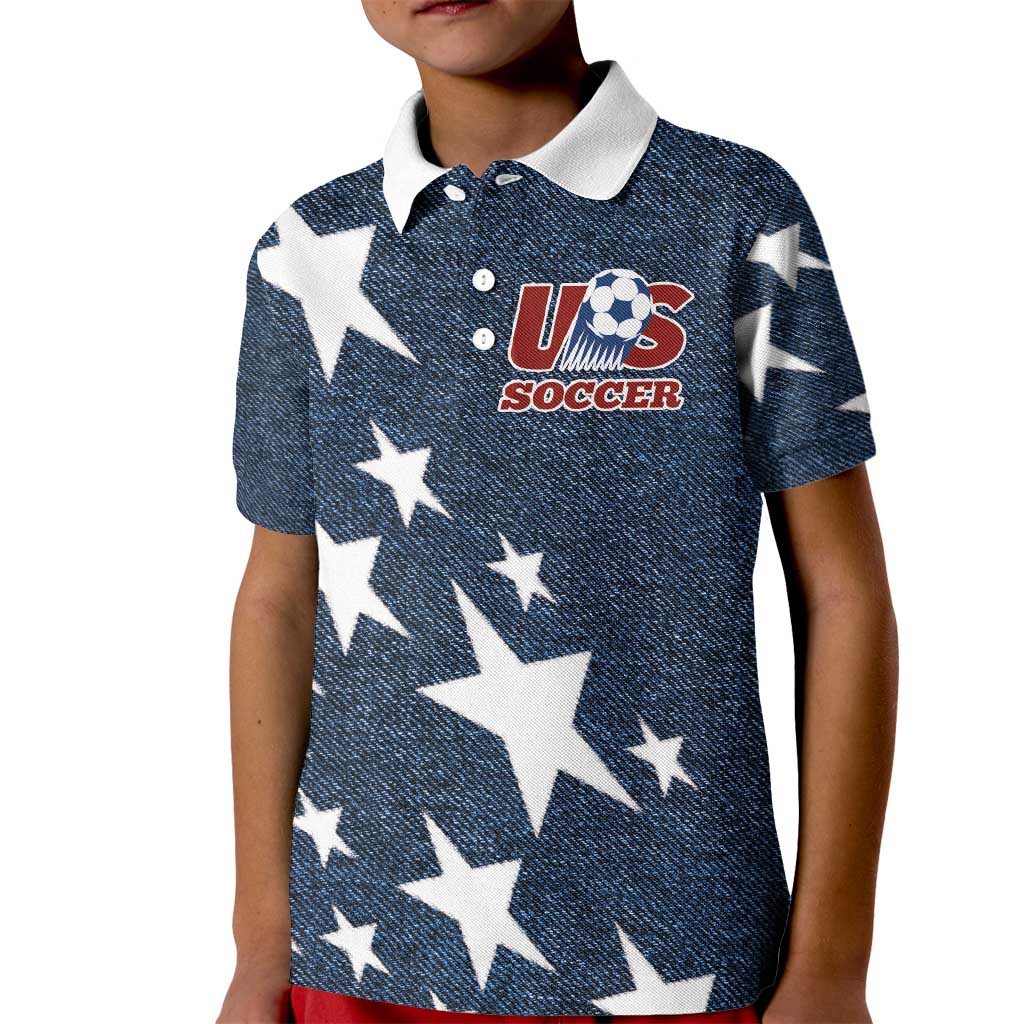 Custom United States Soccer Kid Polo Shirt Retro 1994 Denim Style