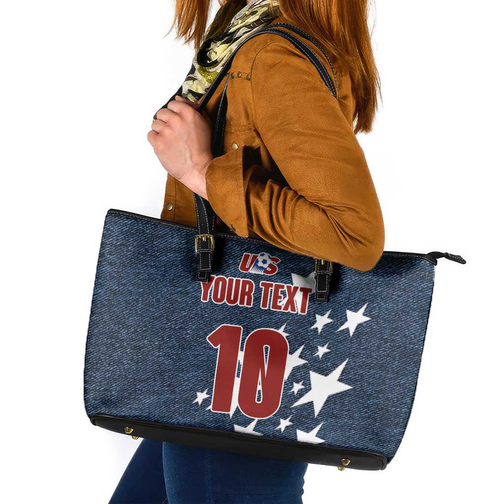 Custom United States Soccer Leather Tote Bag Retro 1994 Denim Style