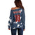 Custom United States Soccer Off Shoulder Sweater Retro 1994 Denim Style