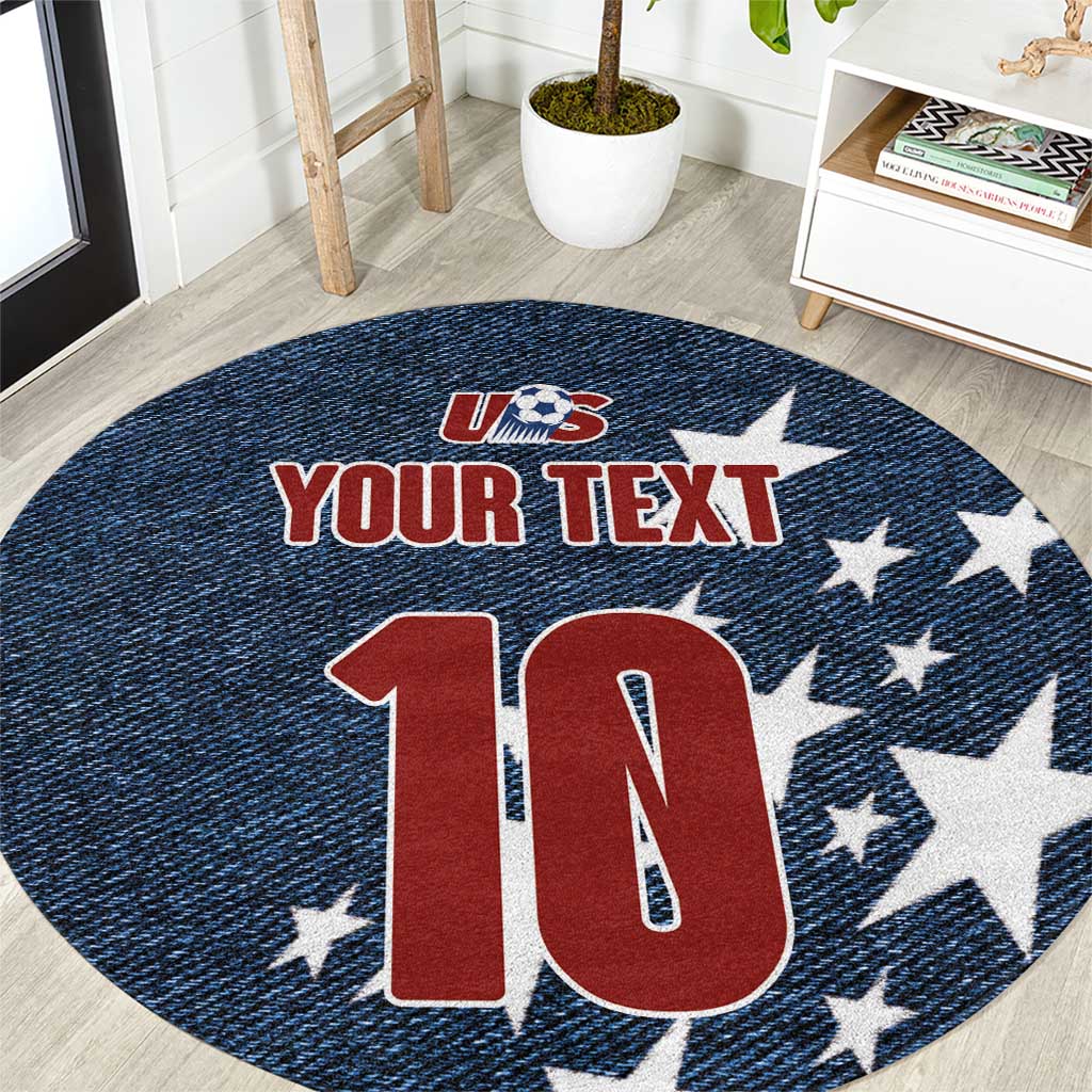 Custom United States Soccer Round Carpet Retro 1994 Denim Style - Wonder Print Shop