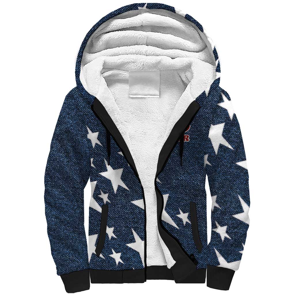 Custom United States Soccer Sherpa Hoodie Retro 1994 Denim Style - Wonder Print Shop