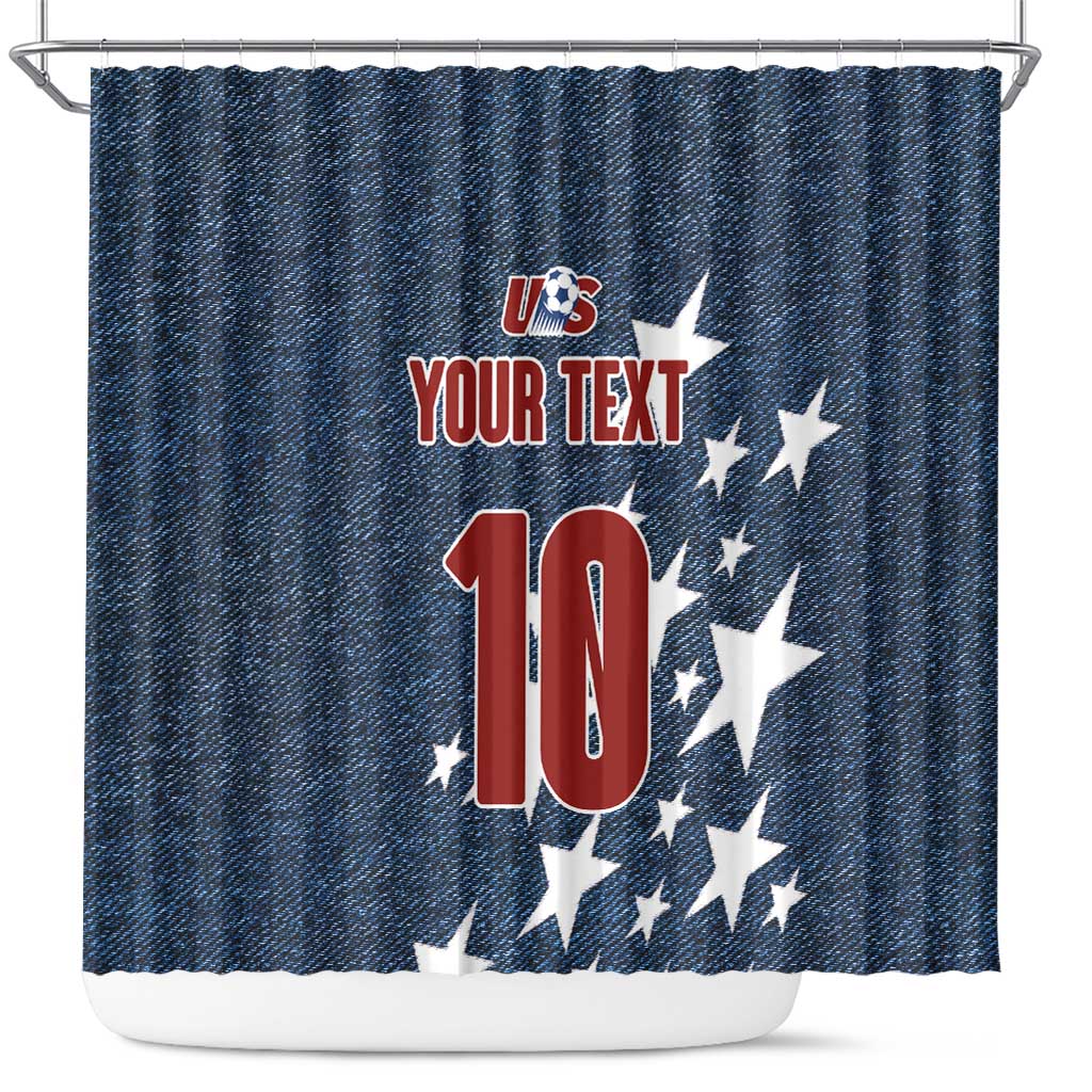 Custom United States Soccer Shower Curtain Retro 1994 Denim Style - Wonder Print Shop