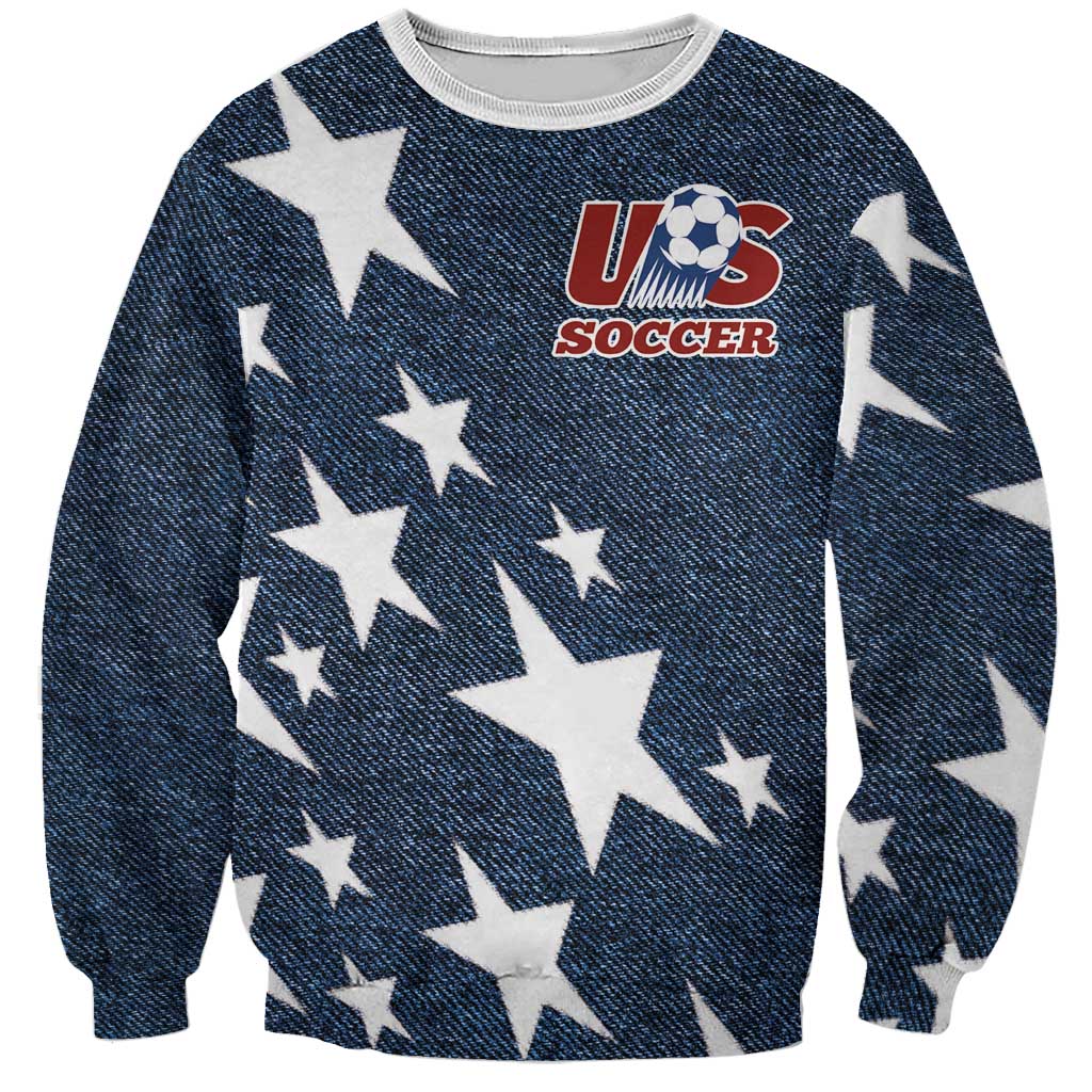 Custom United States Soccer Sweatshirt Retro 1994 Denim Style - Wonder Print Shop