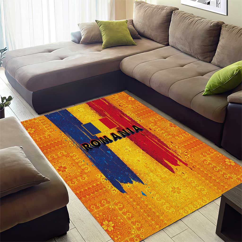 Personalized Romania Flag Day Area Rug Traditional Pattern Royal Style