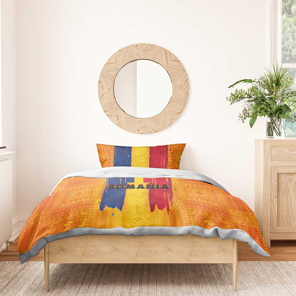Personalized Romania Flag Day Bedding Set Traditional Pattern Royal Style