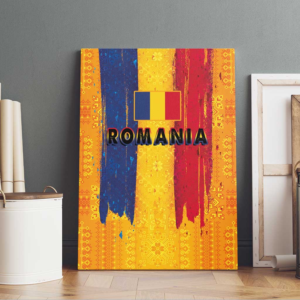 Personalized Romania Flag Day Canvas Wall Art Traditional Pattern Royal Style