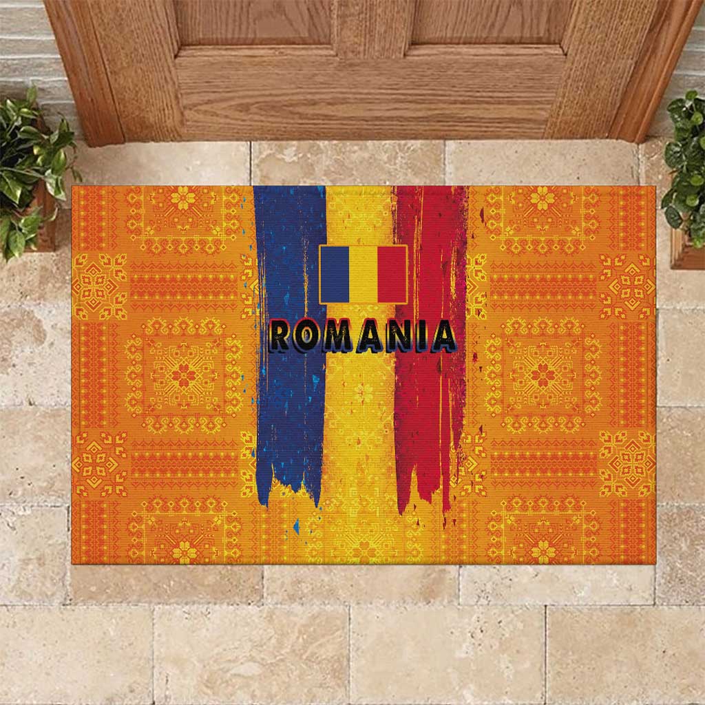 Personalized Romania Flag Day Rubber Doormat Traditional Pattern Royal Style