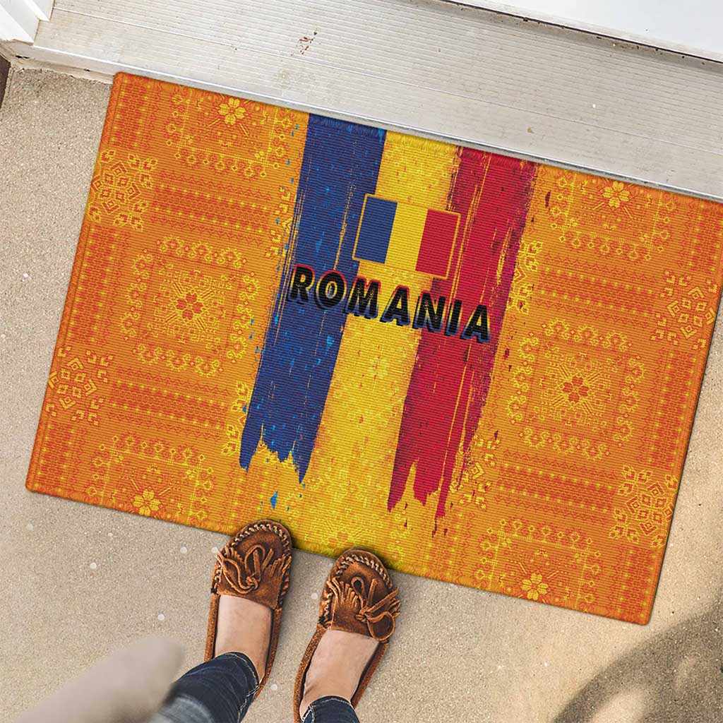 Personalized Romania Flag Day Rubber Doormat Traditional Pattern Royal Style