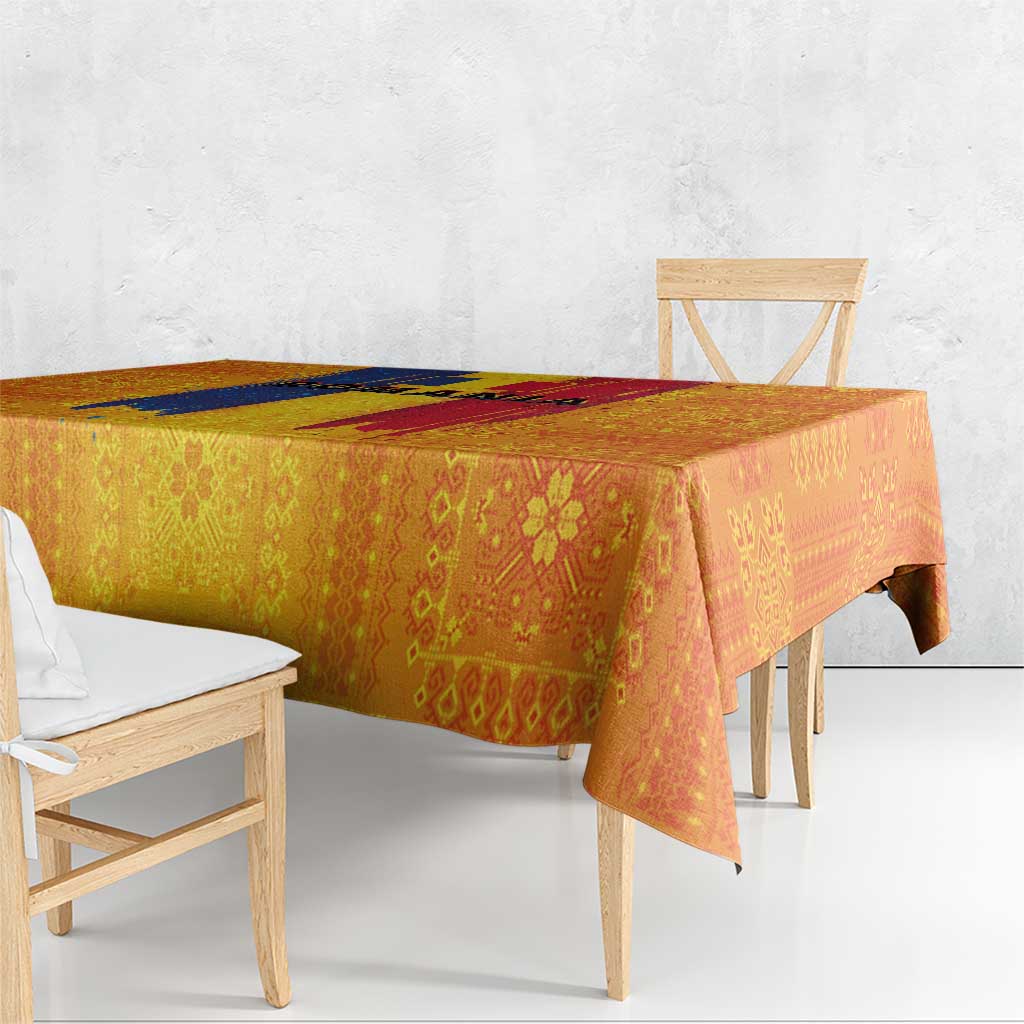 Personalized Romania Flag Day Tablecloth Traditional Pattern Royal Style