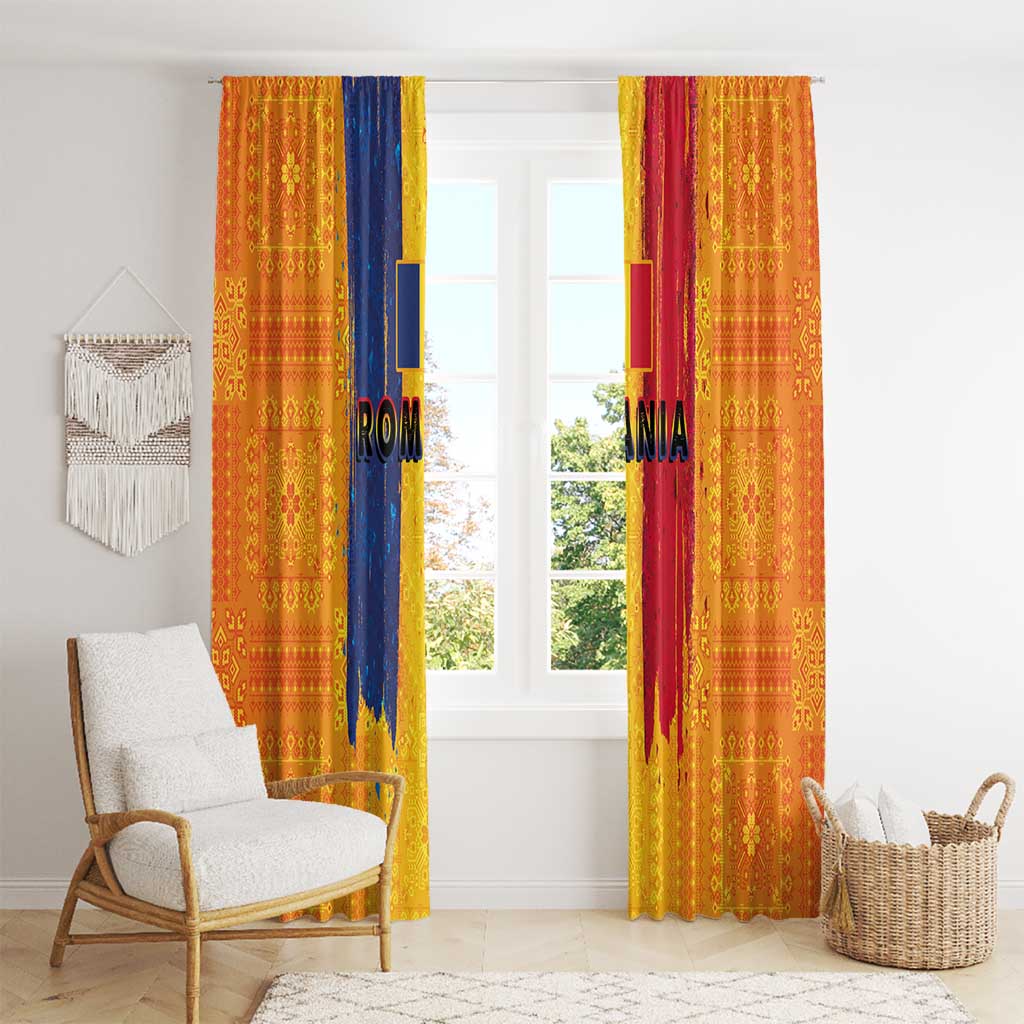 Personalized Romania Flag Day Window Curtain Traditional Pattern Royal Style
