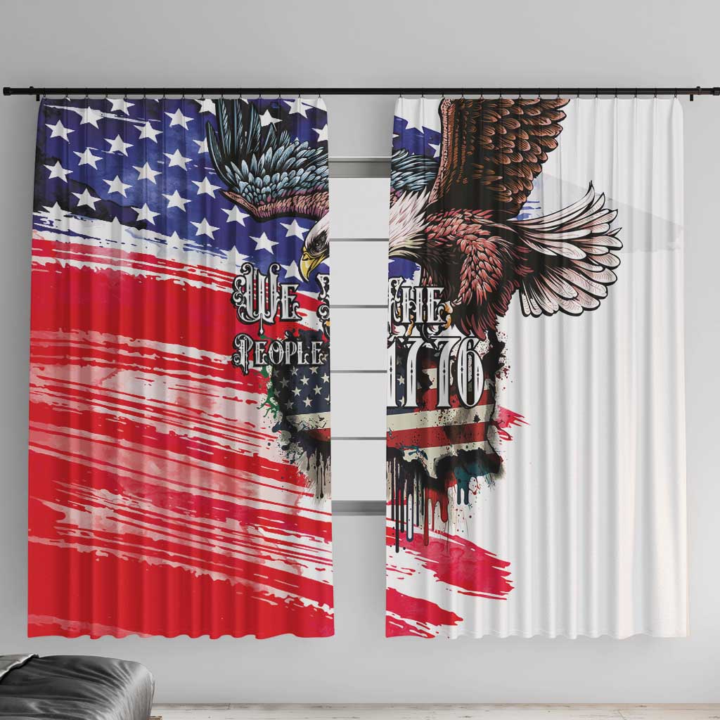 The United States Independence Day Window Curtain We The People Watercolor Style
