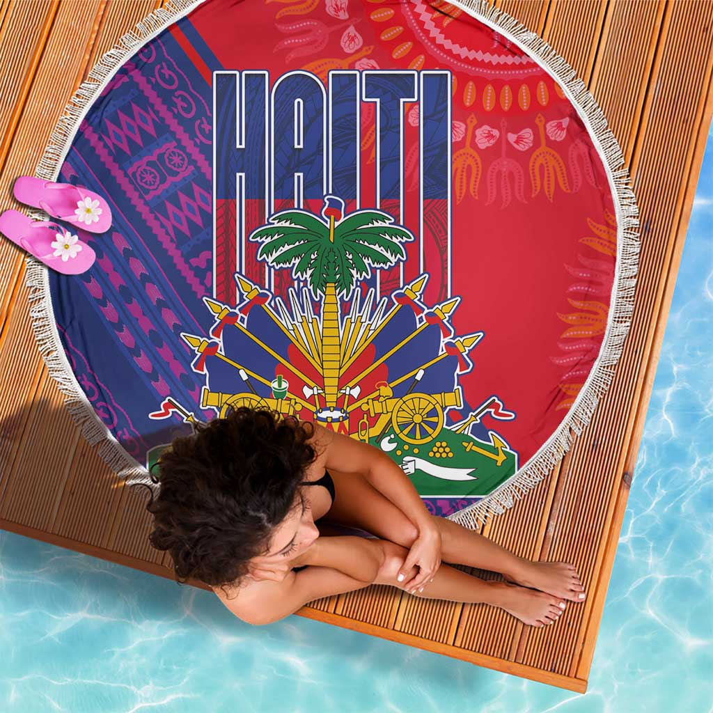 Haiti National Emblem Beach Blanket Dashiki and Polynesian Pattern