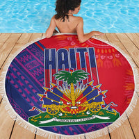 Haiti National Emblem Beach Blanket Dashiki and Polynesian Pattern