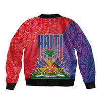 Haiti National Emblem Bomber Jacket Dashiki and Polynesian Pattern