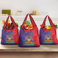 Haiti National Emblem Grocery Bag Dashiki and Polynesian Pattern